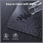 Attack Shark CM05 Contour Glass Gaming Mousepad, Nano-Micro-Etched Texture, Smooth Glass Surface, High Accuracy Fast-Moving, Anti-Scratch, PU Leather Non-Slip Base, 450x400mm, Black Contour