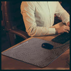 Attack Shark CM05 Contour Glass Gaming Mousepad, Nano-Micro-Etched Texture, Smooth Glass Surface, High Accuracy Fast-Moving, Anti-Scratch, PU Leather Non-Slip Base, 450x400mm, Black Contour