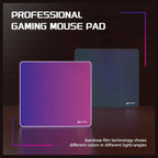 ATTACK SHARK CM03 Gaming Mouse Pad, Rainbow Film Coated Surface, Smooth Glide and Precise Tracking, Water-Resistant, Non-Slip Rubber Base, 16.1" x 12.2" x 0.16" in, Purple