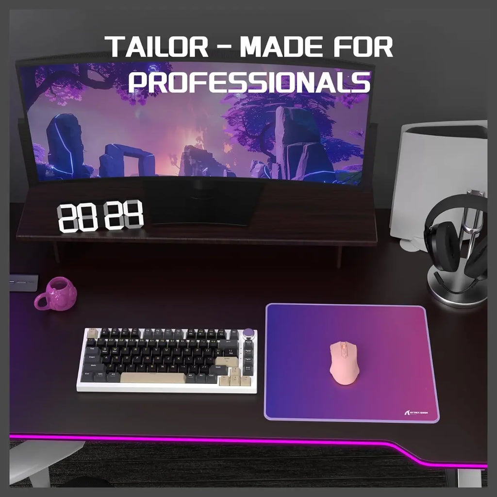 ATTACK SHARK CM03 Gaming Mouse Pad, Rainbow Film Coated Surface, Smooth Glide and Precise Tracking, Water-Resistant, Non-Slip Rubber Base, 16.1" x 12.2" x 0.16" in, Purple