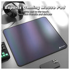 ATTACK SHARK CM03 Gaming Mouse Pad, Esports Speed Large Mouse Mat, Waterproof Surface, Anti-Slip Rubber Base, XL 17.72" x 15.75" x 0.16", Holographic Rainbow Coated Gradual Gray