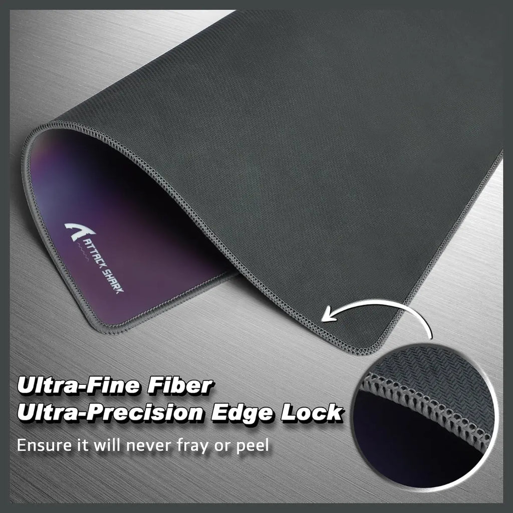 ATTACK SHARK CM03 Gaming Mouse Pad, Esports Speed Large Mouse Mat, Waterproof Surface, Anti-Slip Rubber Base, XL 17.72" x 15.75" x 0.16", Holographic Rainbow Coated Gradual Gray