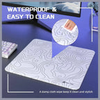 ATTACK SHARK CM02 Medium Gaming Mouse Pad, 450x400x4mm, Non-Slip Rubber Base, Waterproof Rainbow Film Coating, Precision-Stitched 360-Degree Locked Edge, White Contour