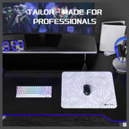 ATTACK SHARK CM02 Medium Gaming Mouse Pad, 450x400x4mm, Non-Slip Rubber Base, Waterproof Rainbow Film Coating, Precision-Stitched 360-Degree Locked Edge, White Contour