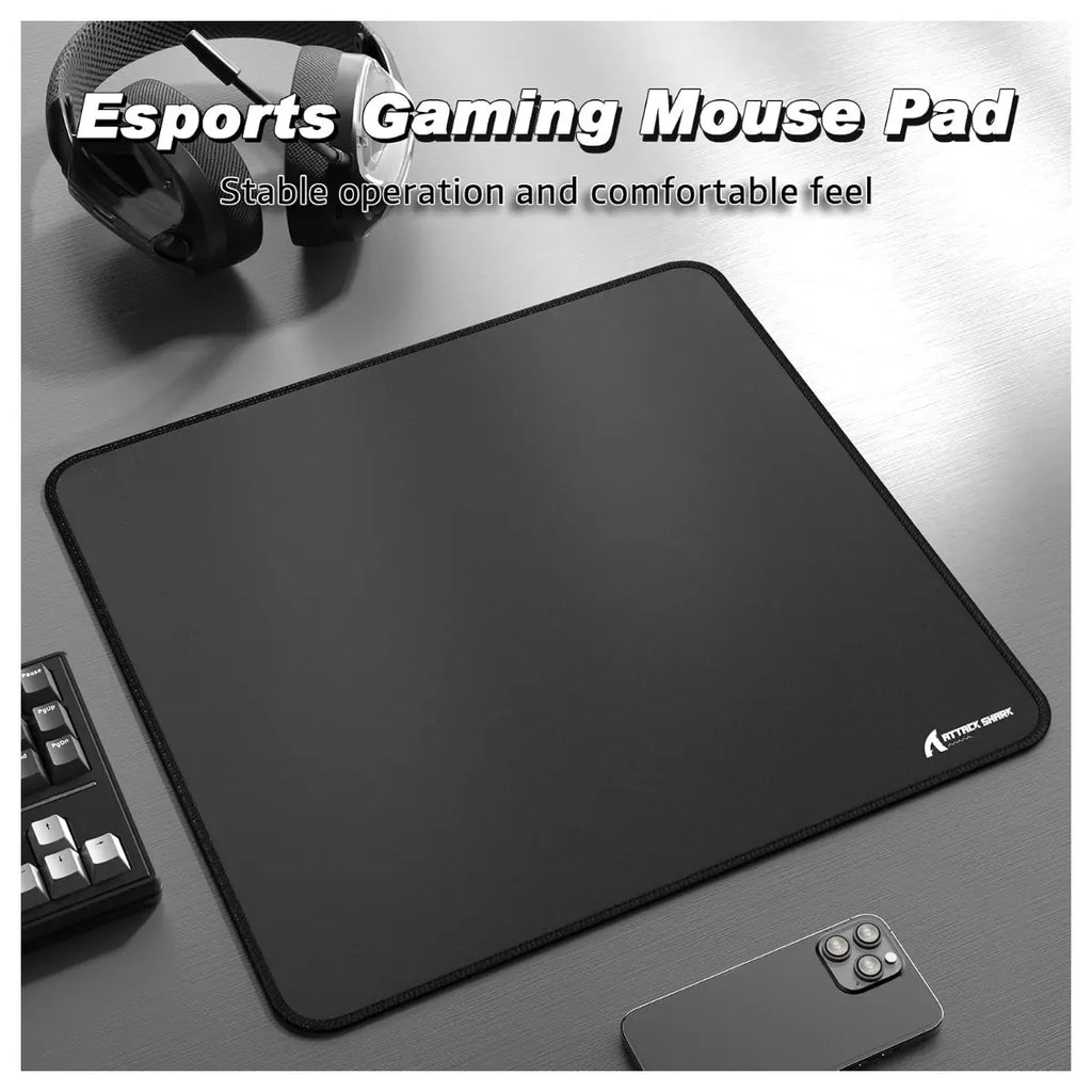 ATTACK SHARK CM02 eSports Gaming Mouse Pad, Water Resistant Coating, Fine Sand-Like Texture Control Surface, Slip-Resistant Bottom, Micro-Knit Stitched Edges, 450x400x4mm, Black