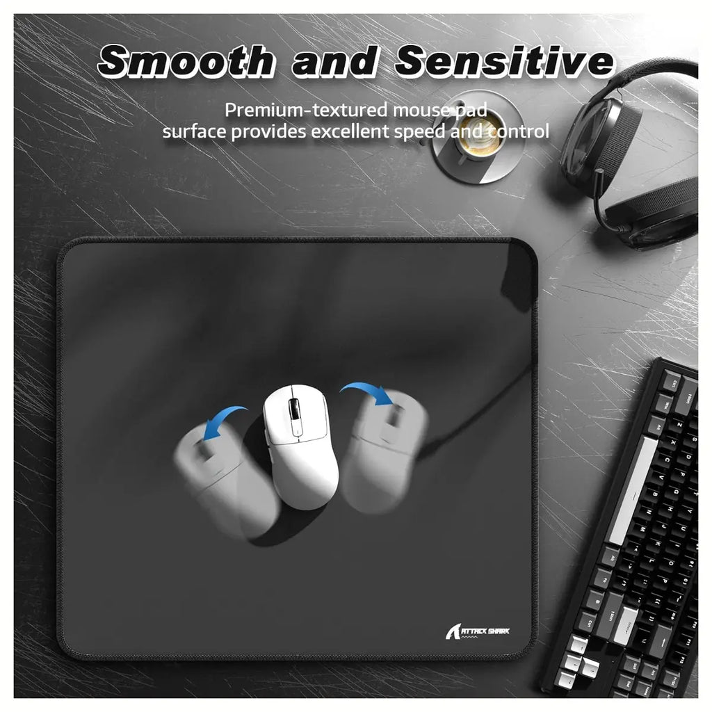 ATTACK SHARK CM02 eSports Gaming Mouse Pad, Water Resistant Coating, Fine Sand-Like Texture Control Surface, Slip-Resistant Bottom, Micro-Knit Stitched Edges, 450x400x4mm, Black