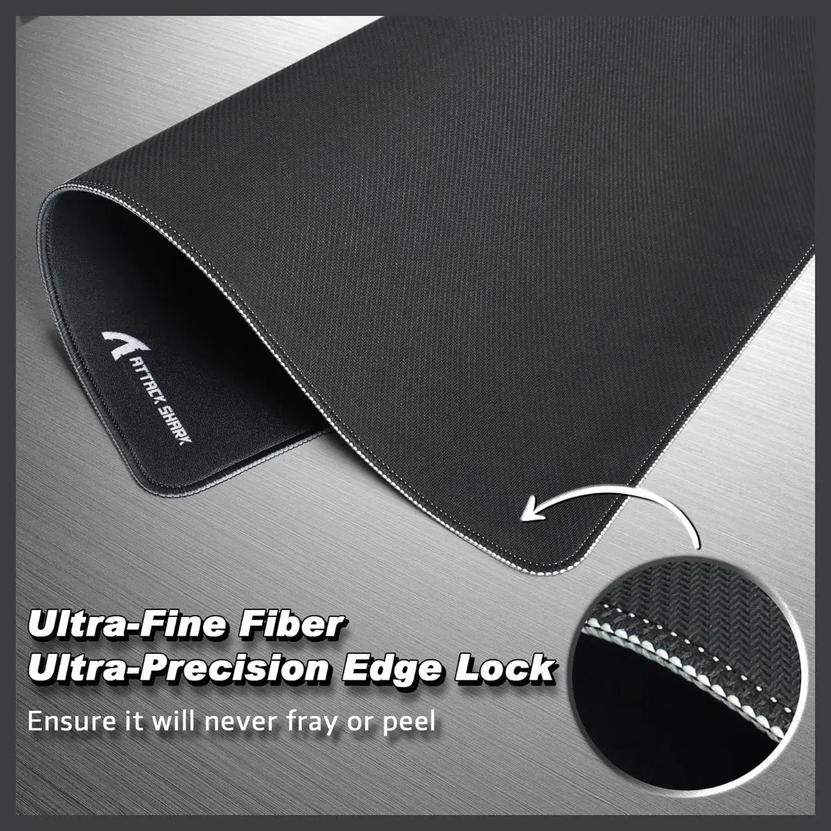 ATTACK SHARK CM02 eSports Gaming Mouse Pad, Water Resistant Coating, Fine Sand-Like Texture Control Surface, Slip-Resistant Bottom, Micro-Knit Stitched Edges, 450x400x4mm, Black