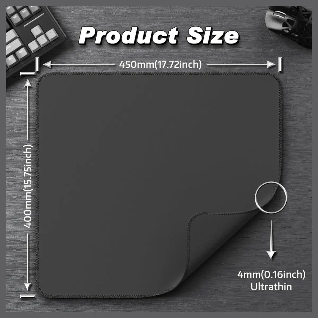 ATTACK SHARK CM02 eSports Gaming Mouse Pad, Water Resistant Coating, Fine Sand-Like Texture Control Surface, Slip-Resistant Bottom, Micro-Knit Stitched Edges, 450x400x4mm, Black