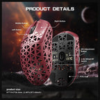 ATTACK SHARK R5 Ultra Wireless Gaming Mouse, 42K DPI PAW3950 MAX Sensor, 8K Polling Rate, 39g Carbon Fiber, Wired Bluetooth and 2.4GHz, Red
