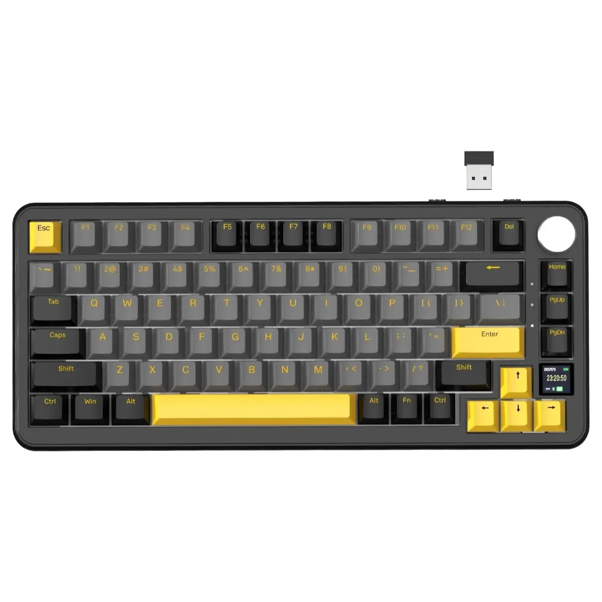 ATTACK SHARK X85 Pro 75% TKL Wireless Mechanical Gaming Keyboard, Triple Mode, TFT Display and CNC Knob, Gasket Mount, Hot Swappable, QMK Web Driven, 4000mAh Battery, Linear Blueberry Switches, Black