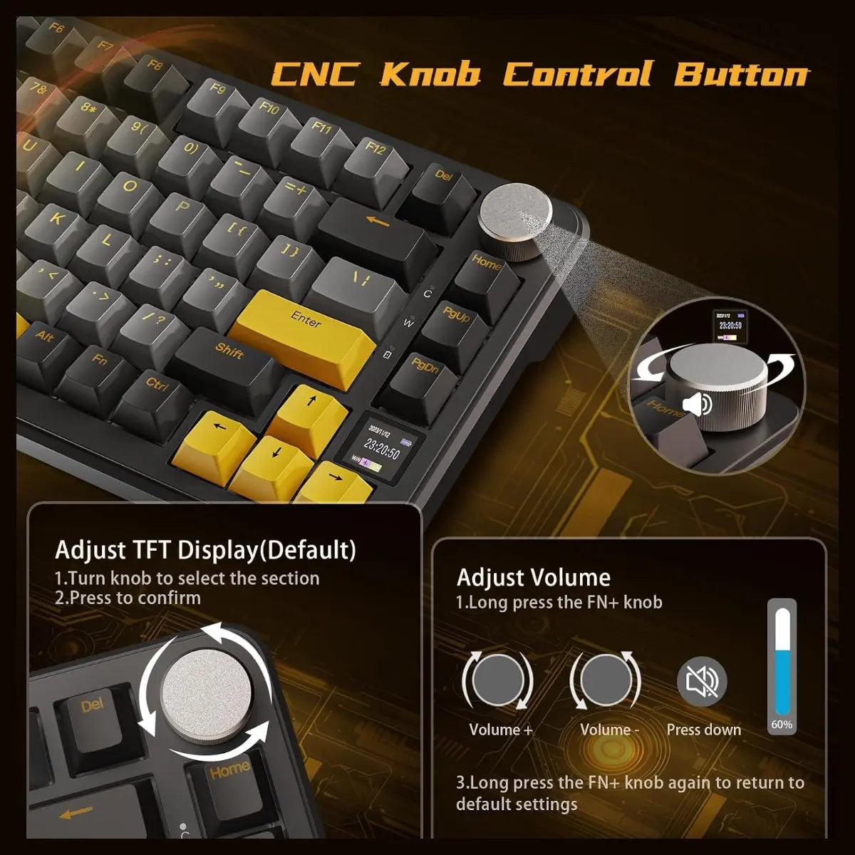 ATTACK SHARK X85 Pro 75% TKL Wireless Mechanical Gaming Keyboard, Triple Mode, TFT Display and CNC Knob, Gasket Mount, Hot Swappable, QMK Web Driven, 4000mAh Battery, Linear Blueberry Switches, Black