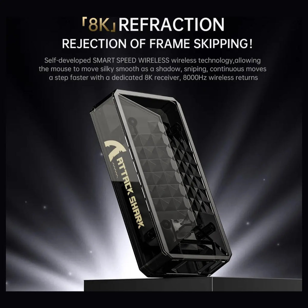ATTACK SHARK X8 Ultra Wireless Gaming Mouse, 55g Ultra-Lightweight, Bluetooth and 2.4GHz Wireless and Wired USB, 8K Polling Rate, PixArt PAW3950MAX Sensor, 42000 DPI, Black