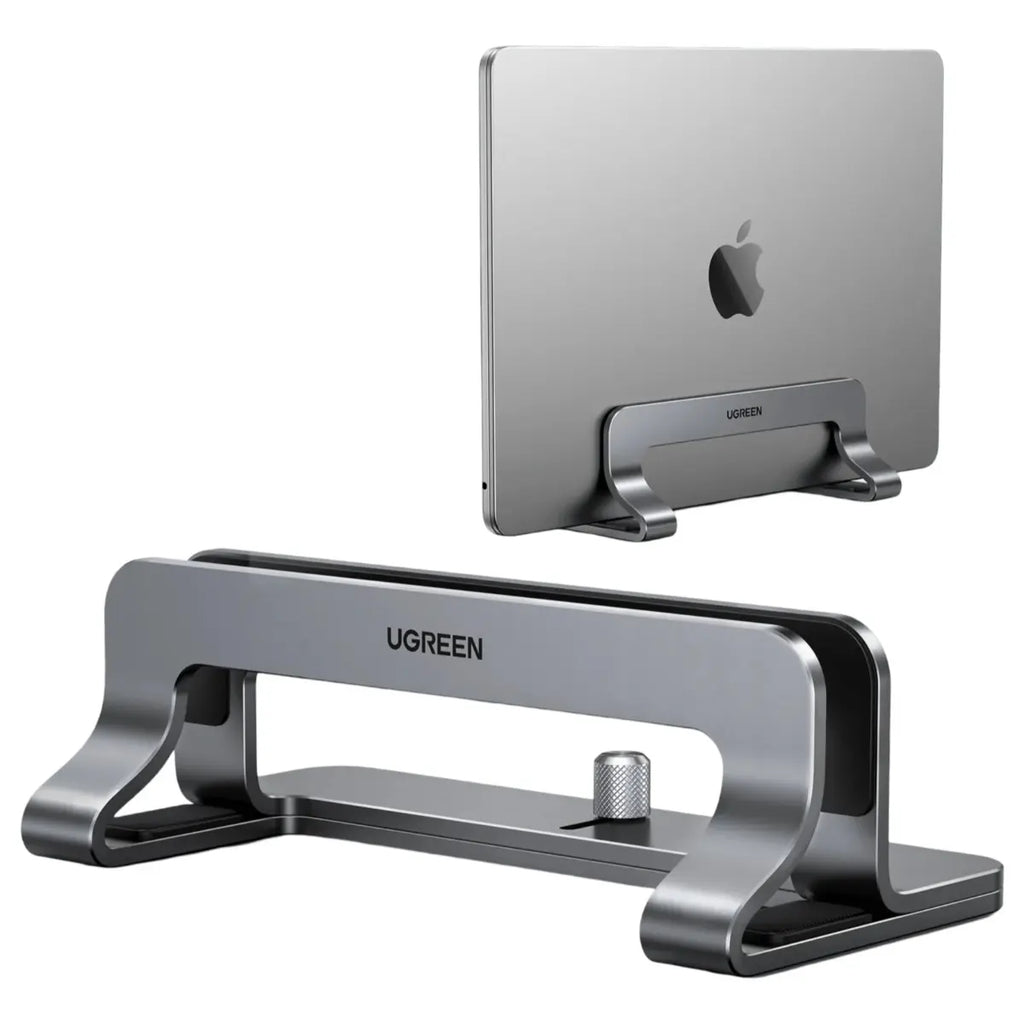 UGREEN Adjustable Vertical Laptop Stand 20471, Adjustable Width 0.5" to 1" for up to 17.3" Laptops, Aluminum Alloy, Anti-Slip Silicone Pads