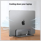 UGREEN Adjustable Vertical Laptop Stand 20471, Adjustable Width 0.5" to 1" for up to 17.3" Laptops, Aluminum Alloy, Anti-Slip Silicone Pads