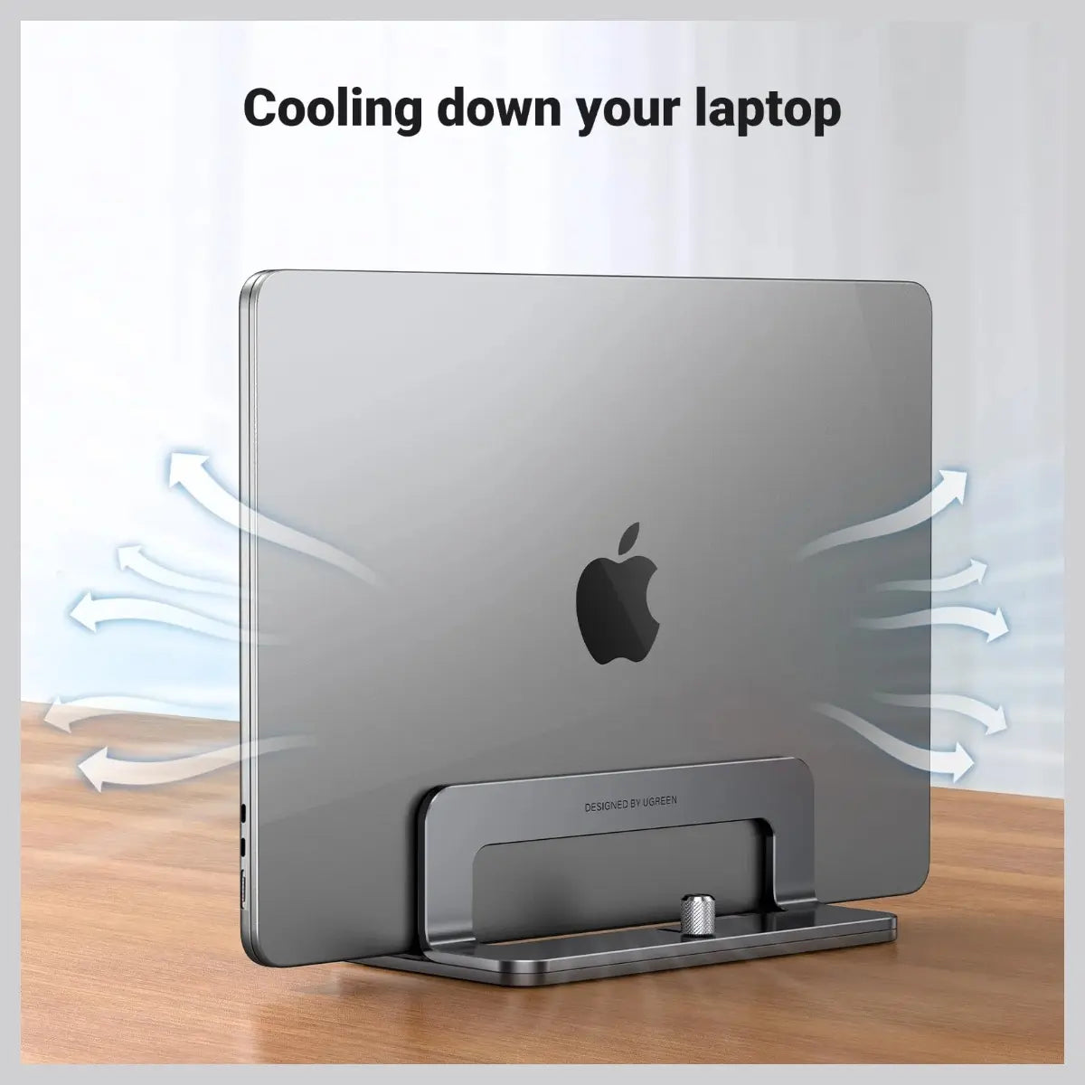 UGREEN Adjustable Vertical Laptop Stand 20471, Adjustable Width 0.5" to 1" for up to 17.3" Laptops, Aluminum Alloy, Anti-Slip Silicone Pads