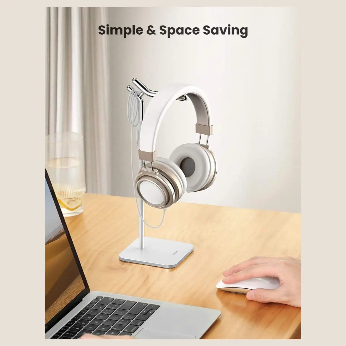 UGREEN Adjustable Headphone Stand 80701, Aluminium, 11.3" Height, 3.86" Base, Polished Finish