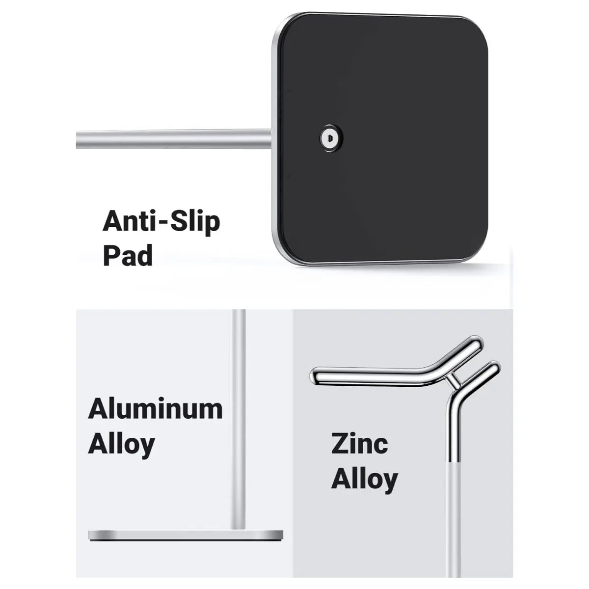 UGREEN Adjustable Headphone Stand 80701, Aluminium, 11.3" Height, 3.86" Base, Polished Finish