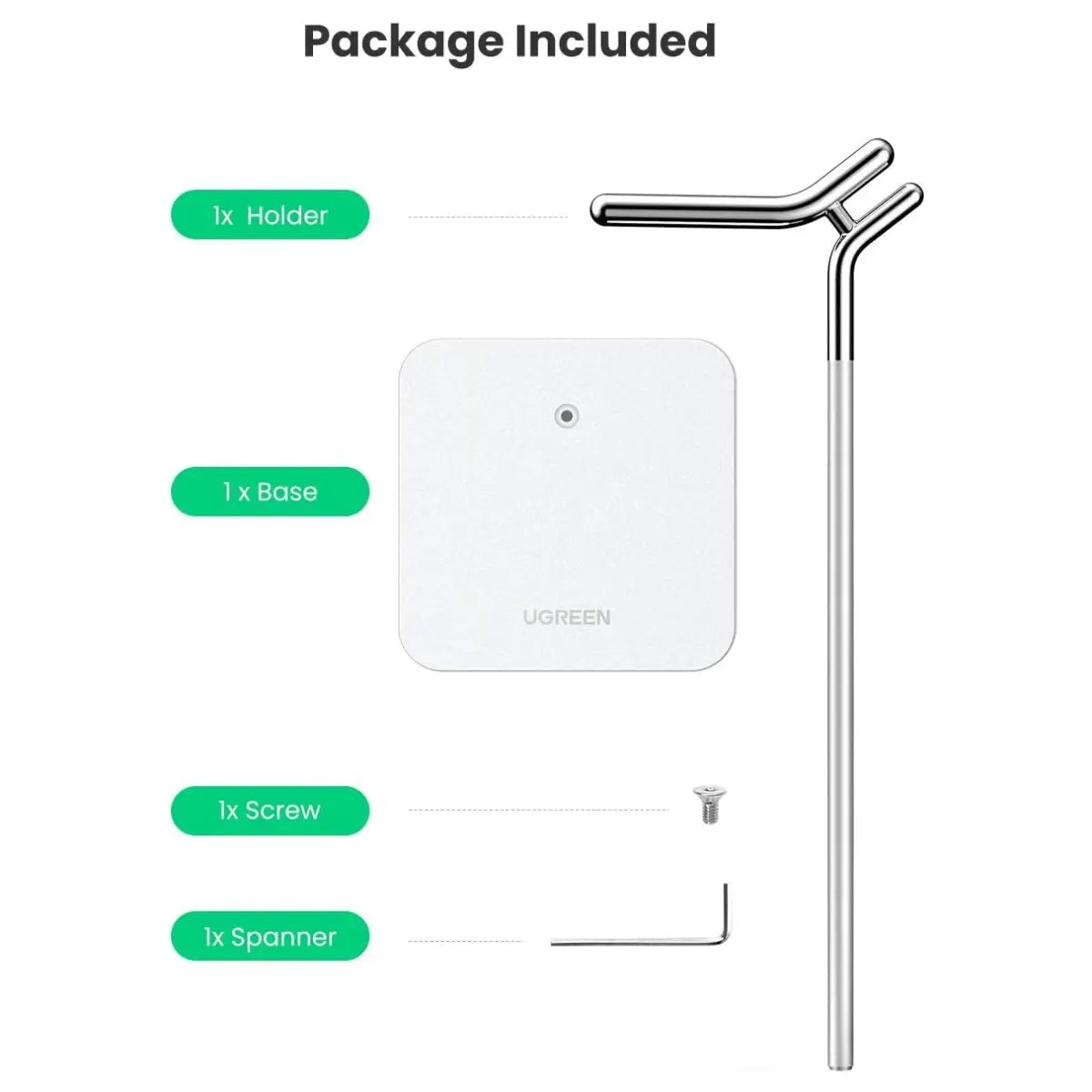 UGREEN Adjustable Headphone Stand 80701, Aluminium, 11.3" Height, 3.86" Base, Polished Finish