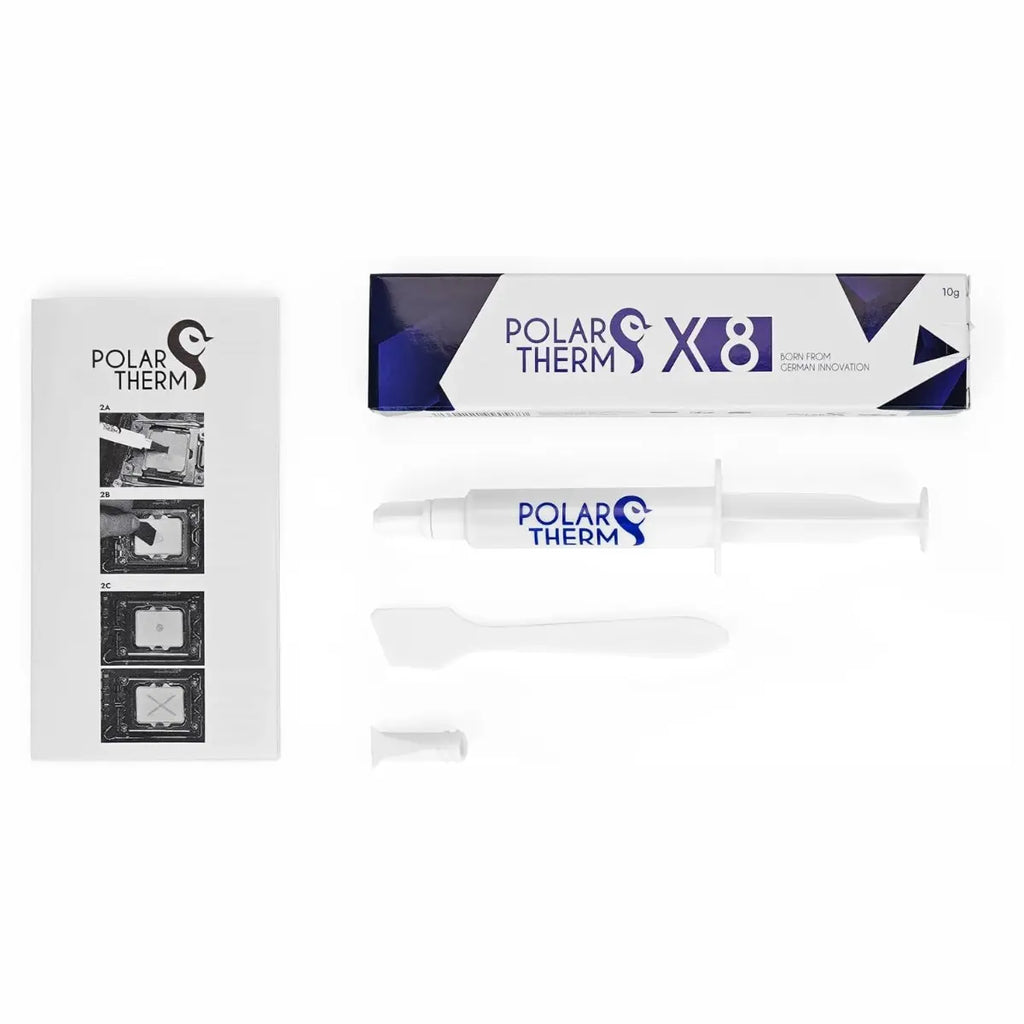 Thermal Grizzly Polartherm X-8 CPU Thermal Paste, 10 Grams, High Thermal Conductivity, Long Durability, Non-Conductive Thermal Grease, Thermal Compound Kit with Spatula