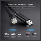 Ugreen USB Console Cable, USB 2.0 to RJ45 RS232 FTDI Chip, Plug and Play for PC Laptop in Windows Mac OS Linux, 5FT, Black, 50773 CM204
