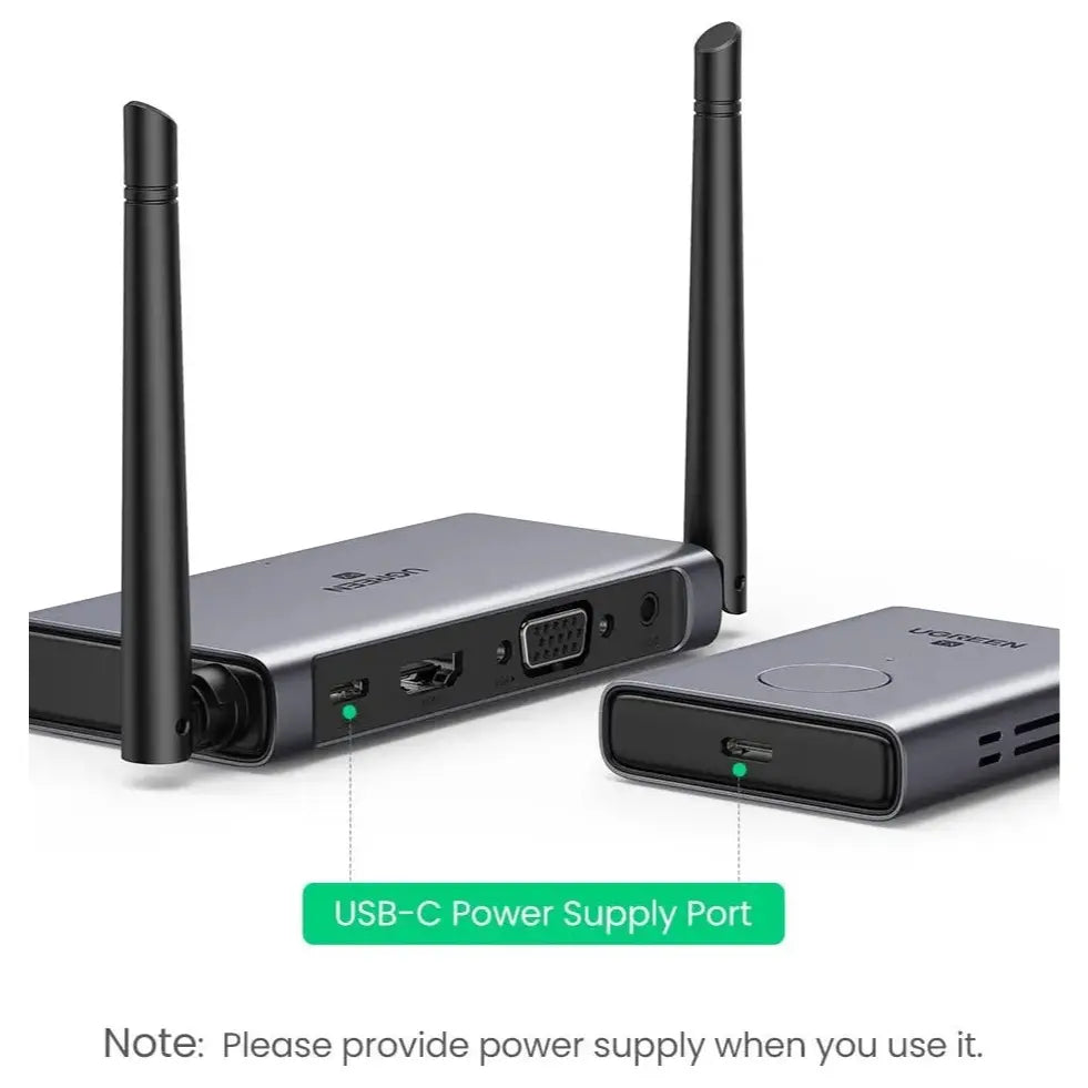 UGREEN CM506 Wireless HDMI Extender, 50 Metres, HDMI and VGA Output, 1080p@60Hz 5GHz Transmitter Receiver, 50633A