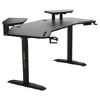 AndaSeat Shadow Warrior Electric Gaming Desk, Electric Height Adjustment 71-117cm, 160x60cm Carbon Fiber Texture Tabletop, Integrated RGB Lighting, Black, AD-D-DD1-1600L-02-B