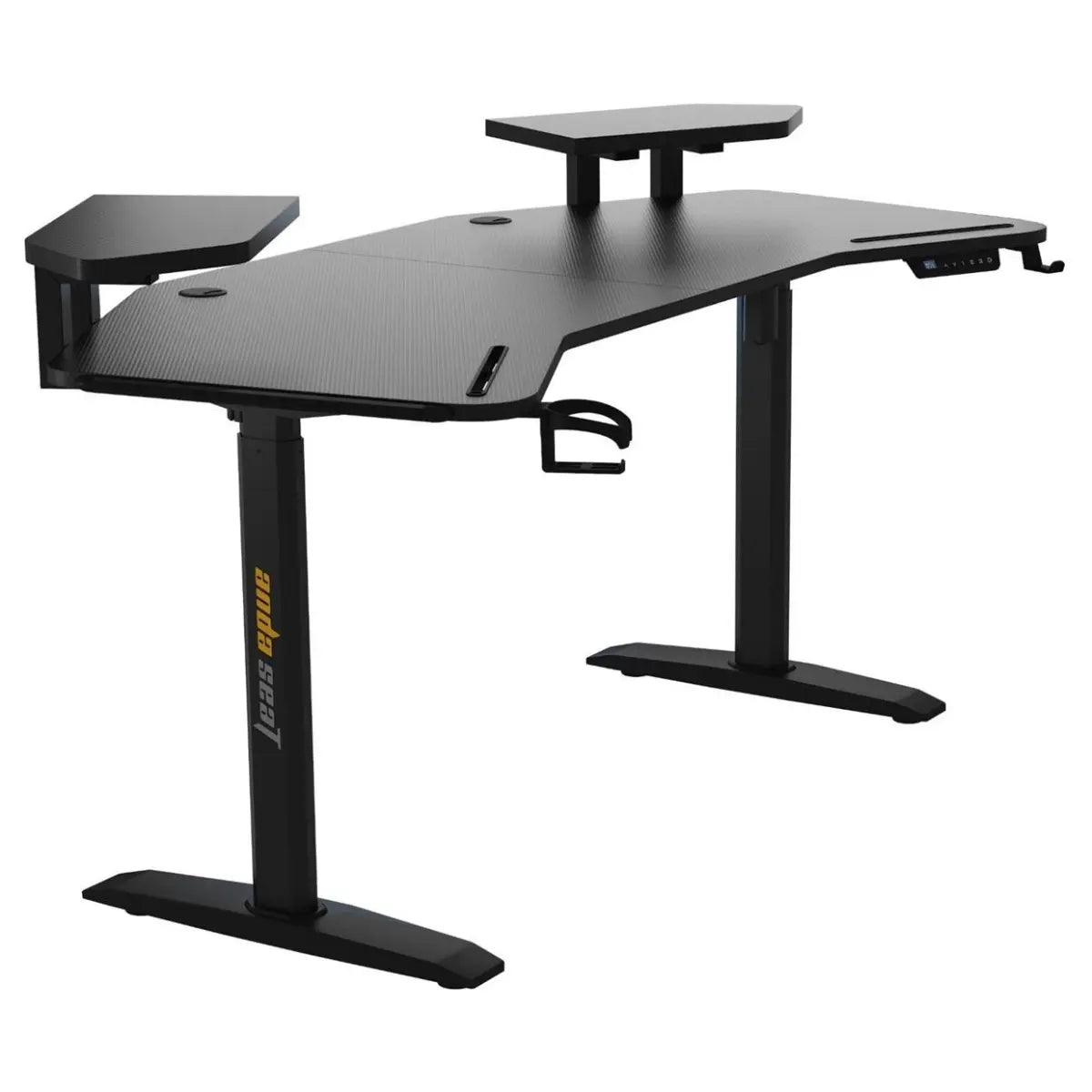 AndaSeat Shadow Warrior Electric Gaming Desk, Electric Height Adjustment 71-117cm, 160x60cm Carbon Fiber Texture Tabletop, Integrated RGB Lighting, Black, AD-D-DD1-1600L-02-B