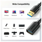 UGREEN 90722 USB 3.0 Extension Cable, 5 Meter USB A Male to A Female Extender