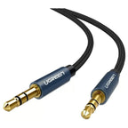 UGREEN 10686 3.5mm Male to Male AUX Audio Cable, 1.5 Meter, Braided Nylon, Gold-Plated Connectors, Blue