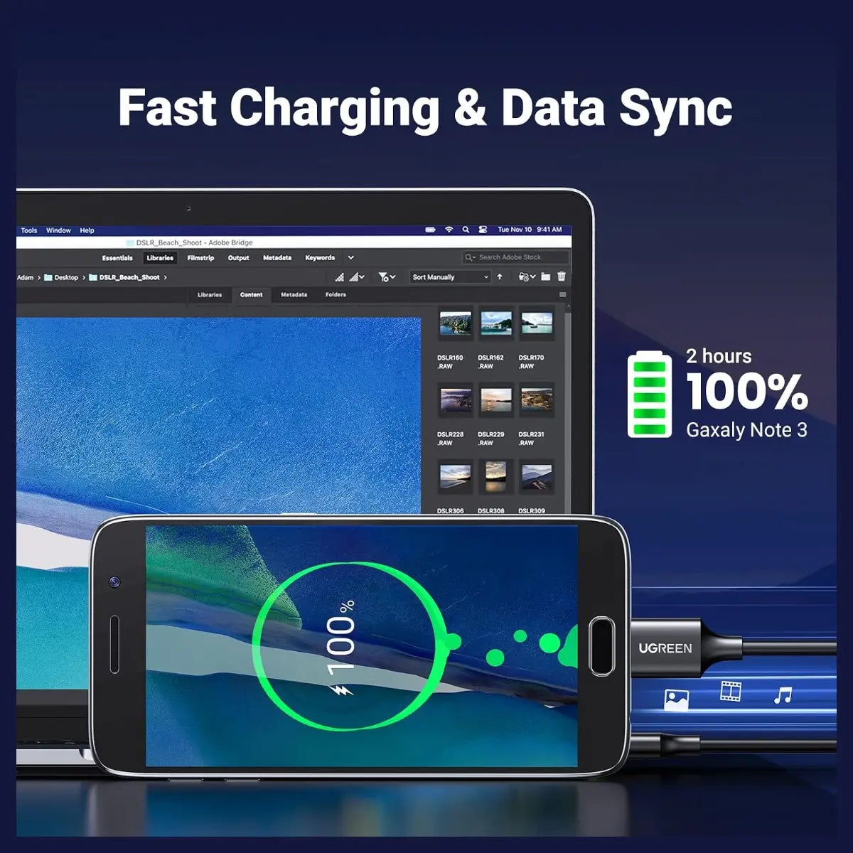 UGREEN Micro USB Cable, USB 3.0 A to Micro B Male Data Sync Cord 6FT