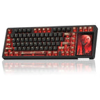 AULA L99 Wireless Mechanical Gaming Keyboard, 96% Layout 3.98" Smart Touch Screen, Tri-Mode USB-C 2.4GHz and BT5.1, 8000mAh Battery, Hot Swappable 84 Keys, Black and Red