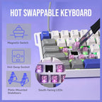 AULA WIN60 HE Max 61-Key RGB 60% Wired Magnetic Switch Gaming Keyboard, Hall Effect Magnetic Switch, 8000Hz Polling Rate, 0.3ms Latency Tested, Grey/White/Blue