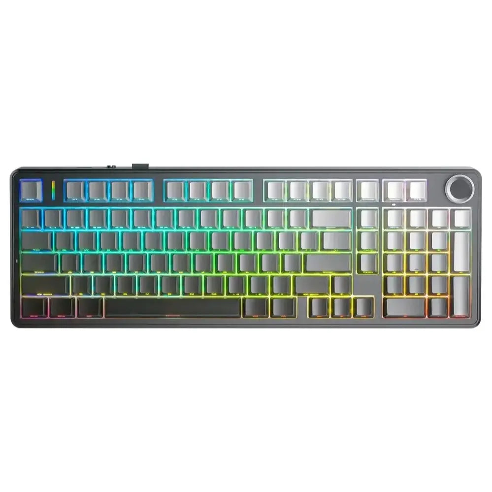 AULA F99 Pro Mechanical Keyboard, 96% 100 Keys, Tri-Mode Wired Bluetooth And 2.4G Wireless, Hot-Swappable PCB, Gasket Mount, Per-Key RGB, Aluminium Knob, 8000mAh Battery, Gradient Gray