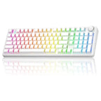 AULA F99 Pro Mechanical Keyboard With Knob, 96% 100 Keys 1800 Layout, Gasket-Mounted Flex-Cut Hot Swappable PCB, Bluetooth 5.0 Wireless and Wired 8000mAh Battery, South-Facing RGB Backlight, Silent Cotton Candy Switch, White