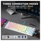 AULA F99 Pro Mechanical Keyboard With Knob, 96% 100 Keys 1800 Layout, Gasket-Mounted Flex-Cut Hot Swappable PCB, Bluetooth 5.0 Wireless and Wired 8000mAh Battery, South-Facing RGB Backlight, Silent Cotton Candy Switch, White