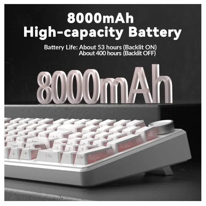 AULA F99 Pro Mechanical Keyboard With Knob, 96% 100 Keys 1800 Layout, Gasket-Mounted Flex-Cut Hot Swappable PCB, Bluetooth 5.0 Wireless and Wired 8000mAh Battery, South-Facing RGB Backlight, Silent Cotton Candy Switch, White