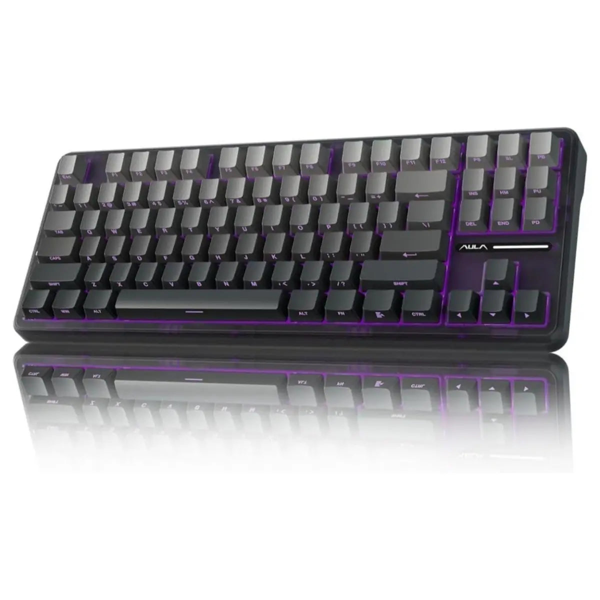 AULA F87 PRO Mechanical Keyboard, 87 Keys TKL ANSI, Space Crystal Switch, Hot Swap, RGB Backlight, Wireless and Wired 2.4GHz Bluetooth USB-C, Black and Gray