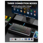 AULA F87 PRO Mechanical Keyboard, 87 Keys TKL ANSI, Space Crystal Switch, Hot Swap, RGB Backlight, Wireless and Wired 2.4GHz Bluetooth USB-C, Black and Gray