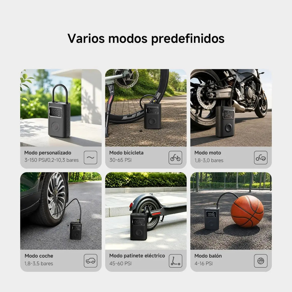 Xiaomi Portable Electric Air Compressor 2 Pro Car Wheel Inflator, +/-1PSI Tire Pressure Monitoring, Fast Inflation in 45 Seconds, 6 Preset Modes