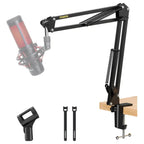 Maono BA20 Boom Arm Microphone Stand, Adjustable Metal Suspension Mic Boom Arm, Desk Clamp, 3/8" to 5/8" Screw Adapter, Max Load 1KG, Black