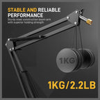 Maono BA20 Boom Arm Microphone Stand, Adjustable Metal Suspension Mic Boom Arm, Desk Clamp, 3/8" to 5/8" Screw Adapter, Max Load 1KG, Black
