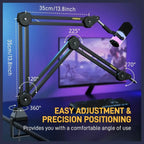 Maono BA37 Microphone Boom Arm, Heavy Duty Adjustable Metal Desk Stand, Upgraded Desk Clamp Up to 2.36in, 3/8 to 5/8 Adapter, Suspension Design, 4.8lbs Load Capacity