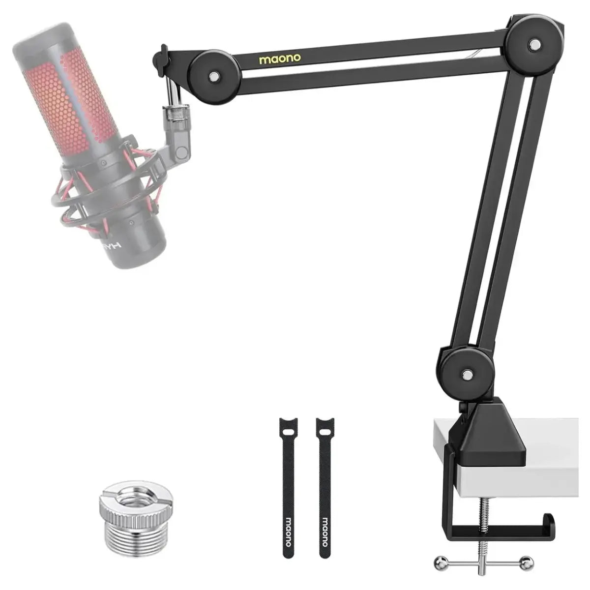 Maono BA37 Microphone Boom Arm, Heavy Duty Adjustable Metal Desk Stand, Upgraded Desk Clamp Up to 2.36in, 3/8 to 5/8 Adapter, Suspension Design, 4.8lbs Load Capacity