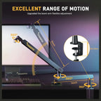Maono BA92 Low Profile Mic Boom Arm, Built-in Cable Management, Heavy-Duty Adjustable Desk Clamp Up to 2.36", 3/8" or 5/8" Threads, Supports Up to 4.4lbs, Black Finish