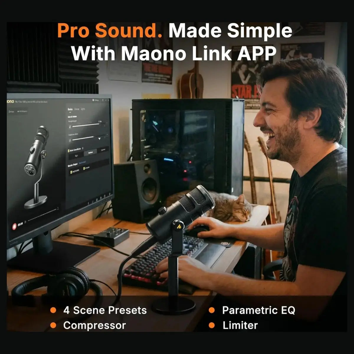 Maono PD100 Gen2S Streaming Microphone with Arm, USB-C and XLR Dual Mode, 192kHz/24bit Audio, Dynamic Microphone Capsule, Mute Button and Gain Control