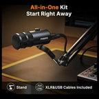 Maono PD100 Gen2S Streaming Microphone with Arm, USB-C and XLR Dual Mode, 192kHz/24bit Audio, Dynamic Microphone Capsule, Mute Button and Gain Control
