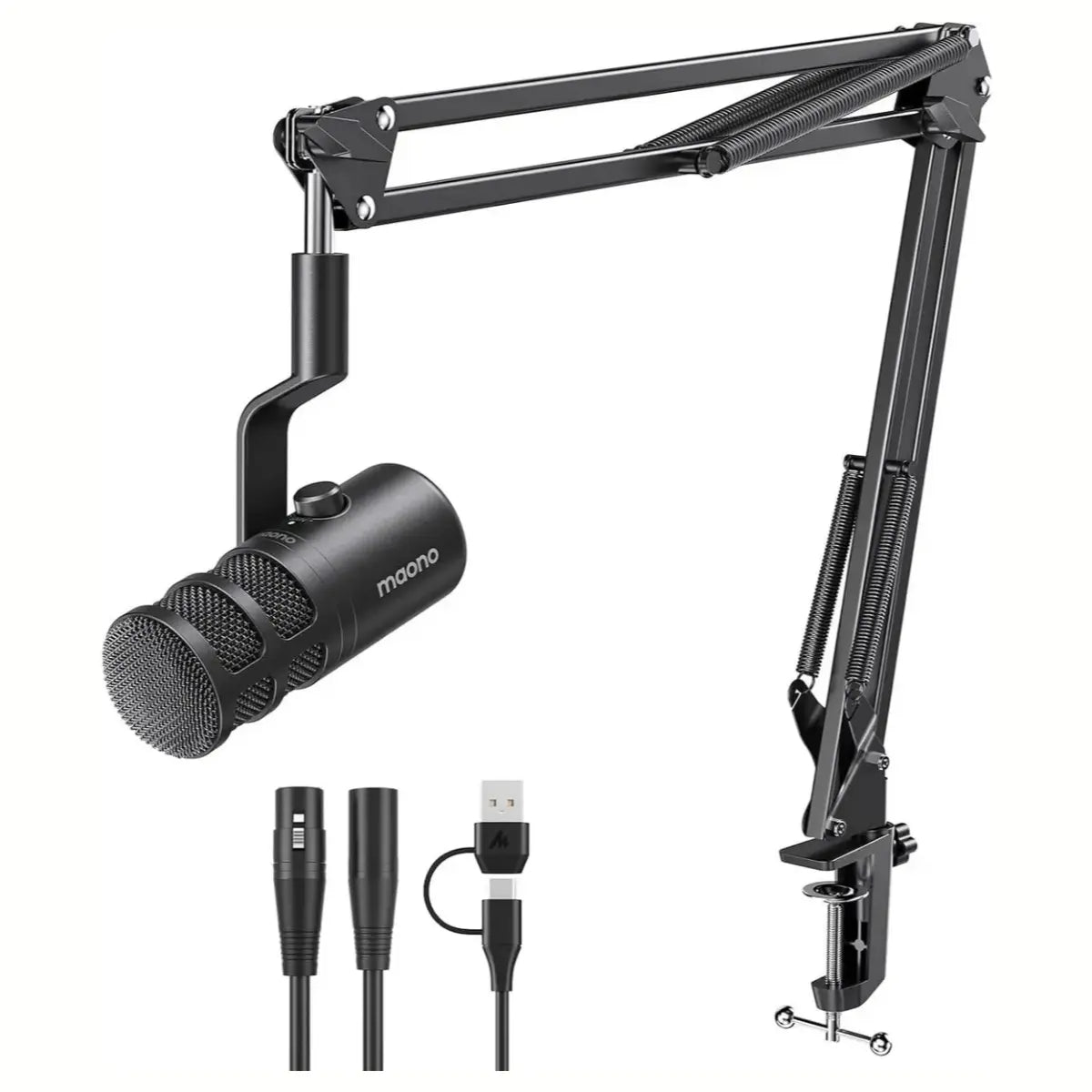 Maono PD100 Gen2S Streaming Microphone with Arm, USB-C and XLR Dual Mode, 192kHz/24bit Audio, Dynamic Microphone Capsule, Mute Button and Gain Control