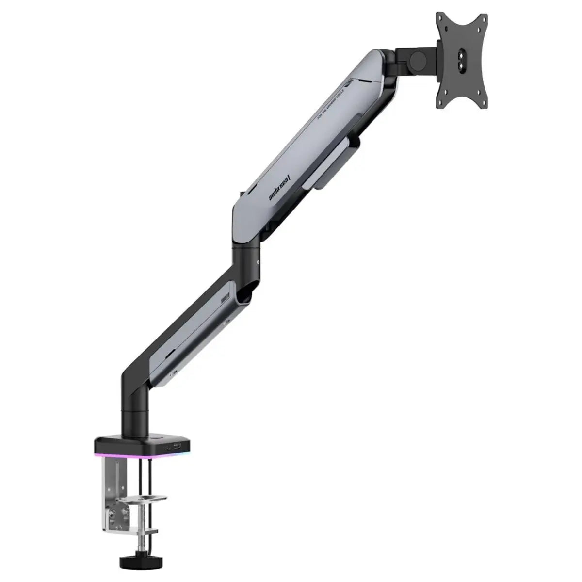 AndaSeat Stealth Pro II RGB Ergonomic Single Monitor Arm, Up to 42 Inch, Quick Release VESA Plate 75x75mm and 100x100mm, 2-15kg Support, Titanium, AD-W-A9X-1S-BT