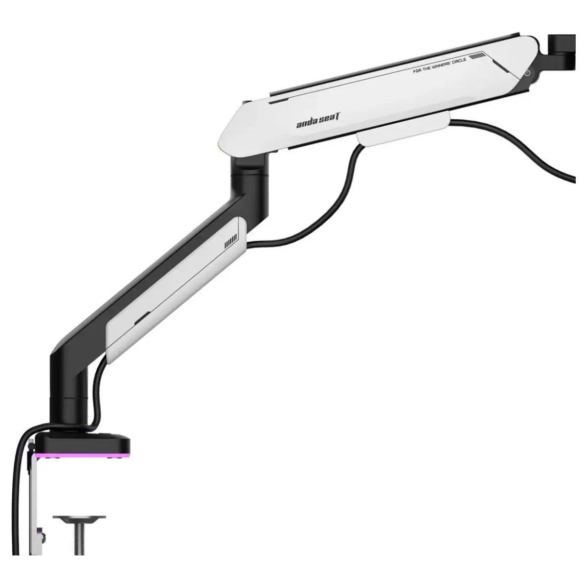 AndaSeat Stealth Pro II RGB Ergonomic Single Monitor Arm, Up to 42 Inch, Quick Release VESA Plate 75x75mm and 100x100mm, 2-15kg Support, White