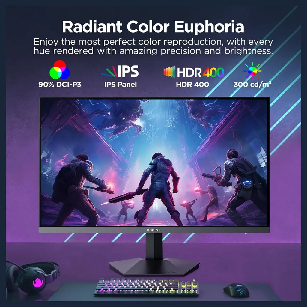KOORUI G2711X 27 Inch Gaming Monitor, IPS, Full HD 1080P, 240Hz, 1ms, HDR 400, Adaptive Sync, 99% SRGB